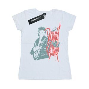 David Bowie Womens/Ladies Mono Guitar Cotton T-Shirt / White
